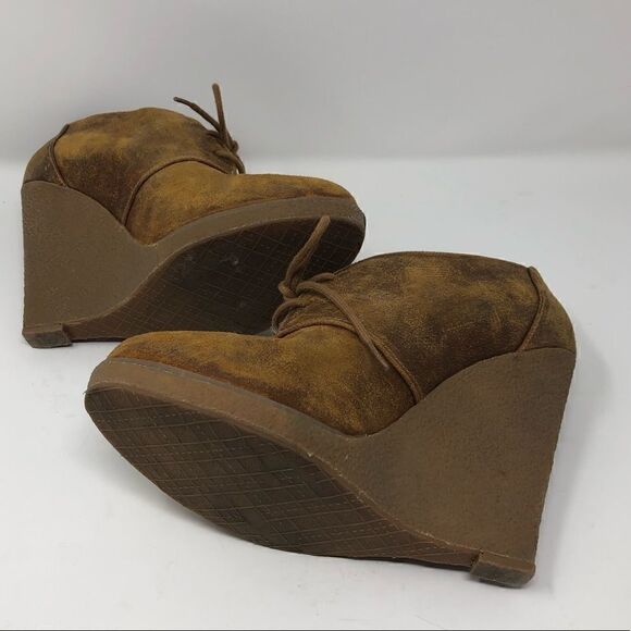 Enzo 8 Khaki Suede Lace Up Tie Ankle Platform Boots - Picture 5 of 7